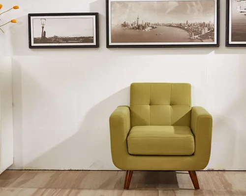 Miniatura 2 de Jenny - Sillón de tela de lino copetudo, cómodo, moderno, tapizado, para sala de lectura, club, bohemio, para sala de estar, dormitorio y espacios