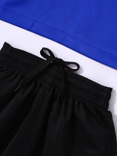 Miniatura 6 de Fldy Conjunto de camisetas y pantalones cortos de fútbol para niños, de secado rápido, uniforme de entrenamiento de equipo deportivo, manga corta