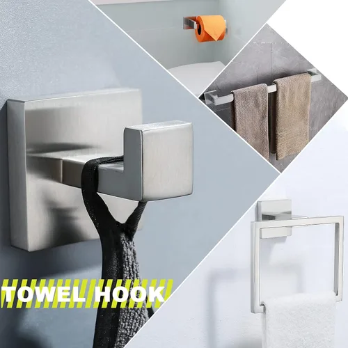 Miniatura 4 de Juego de 4 piezas de accesorios de baño cepillados de acero inoxidable de alta calidad, juego de toallero de baño montado en la pared, soporte