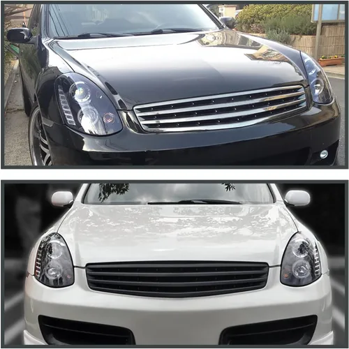 Miniatura 2 de SPEC-D TUNING Halo LED - Faros delanteros de proyector de color negro, lámparas de señal compatibles con Infiniti G35 4Dr Sedán 2005-2006, conjunto
