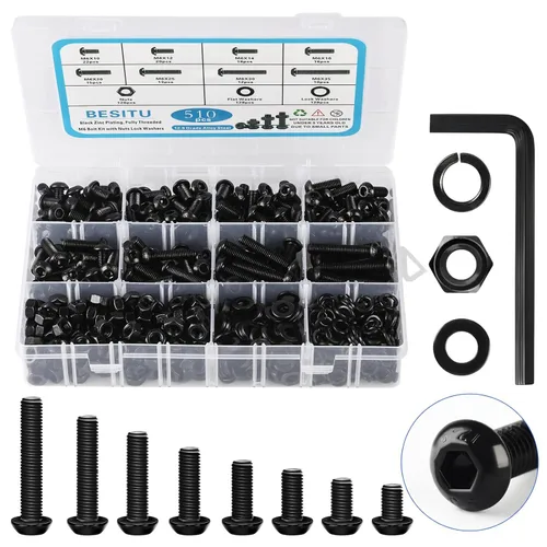 Miniatura 8 de Besitu 280Pcs Surtido de Pernos de Brida Métrica, M6x1.0, M8x1.25, M10x1.5 (12mm a 30mm) Kit de Pernos Hexagonales y Tuercas con Arandelas Diversas
