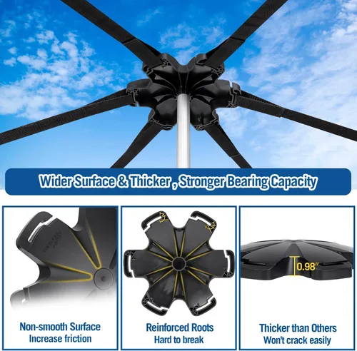 Miniatura 6 de Affordura - Poste de soporte para cubierta de barco extra alto con base de trípode de metal y parte superior hexagonal, postes ajustables de 27-71