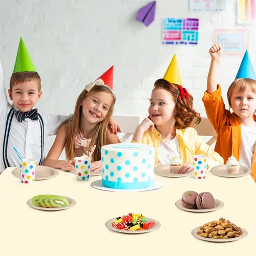 Miniatura 5 de Paquete de 100 platos de papel pequeños, platos de papel de 6 pulgadas a granel, platos de papel 100% compostables, platos desechables ecológicos