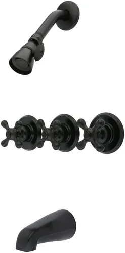 Miniatura 7 de Kingston KB231AX - Llaves de agua para tina y regadera con manivela de 3 cruces Cromo pulido