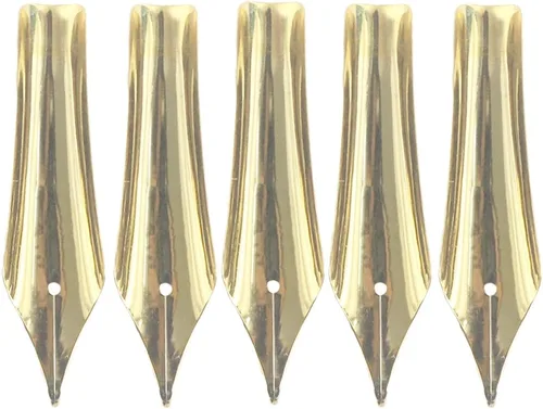 Miniatura 3 de Gullor 5 puntas de pluma estilográfica compatibles con Jinhao 159/450/750, dorado, punta mediana