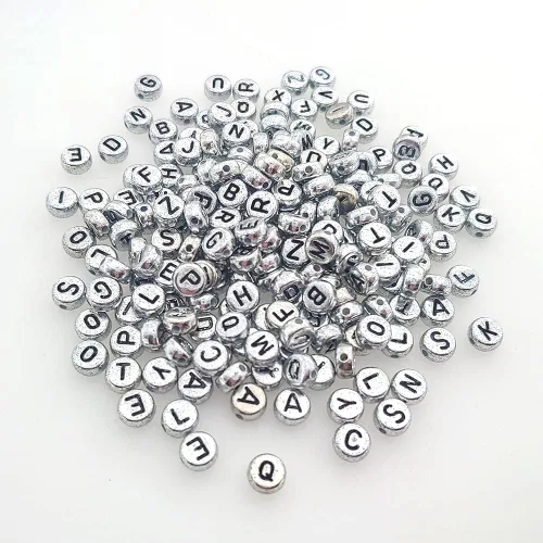 Miniatura 18 de 200 cuentas redondas doradas de letras del alfabeto acrílico de 0.157 x 0.276 pulgadas de la A a la Z, cuentas de plástico mixtas sueltas para hacer