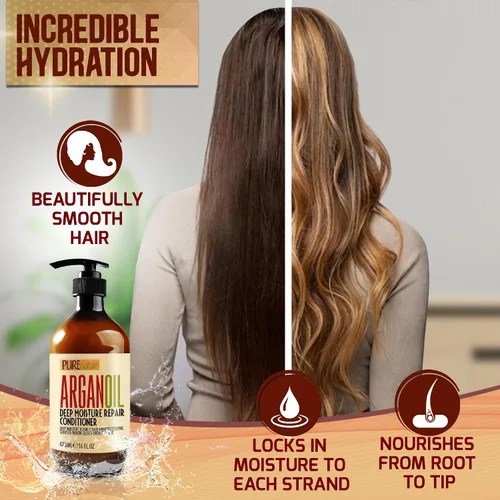 Miniatura 4 de Acondicionador marroquí de aceite de argán, productos sin sulfato para mujeres y hombres, hidratación profunda para cabello seco, rizado, teñido
