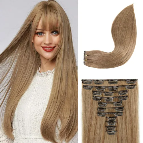 Miniatura 17 de REECHO Extensiones de cabello, 11 piezas de extensiones de cabello con clip de 24 pulgadas de largo, lacio, HE005, extensiones sintéticas naturales