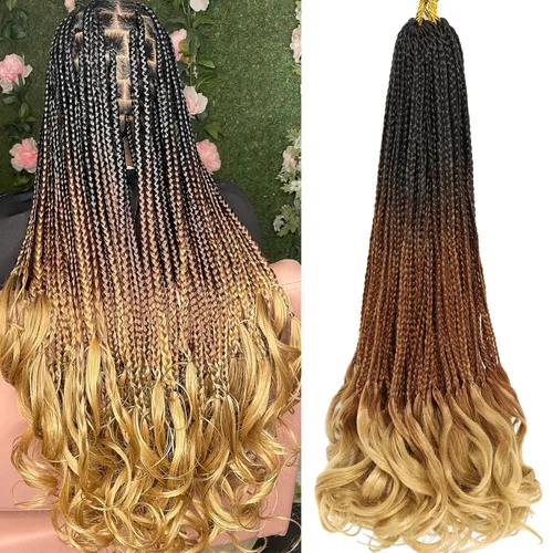 Miniatura 12 de Trenzas de ganchillo rizadas francesas de 22 pulgadas, 8 paquetes, trenzas de caja diosa grises para mujeres, de ganchillo pre-trenzadas con Trenzas