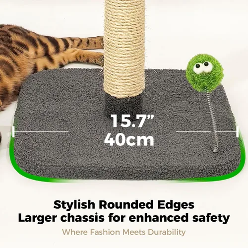 Miniatura 6 de TINYBEAST Rascador para gatos de 34 pulgadas de alto, rascador para gatos con cuerda de sisal natural, árbol para gatos con bola de juguete Gris