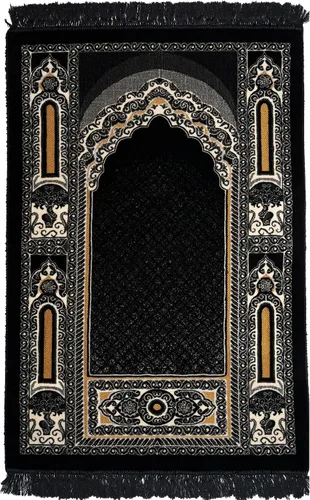 Miniatura 5 de Modefa Alfombra de oración islámica – Alfombra de terciopelo grande y ancha de doble felpa – Janamaz musulmán tradicional – Alfombra de oración