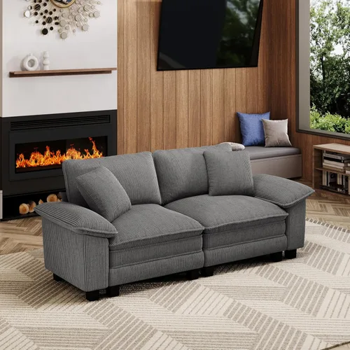 Miniatura 45 de MIXPATIO Sofá modular en forma de L de 123 pulgadas con cojines de nube, juego de sofá modular de asiento profundo con 4 asientos y 1 otomana, Gris