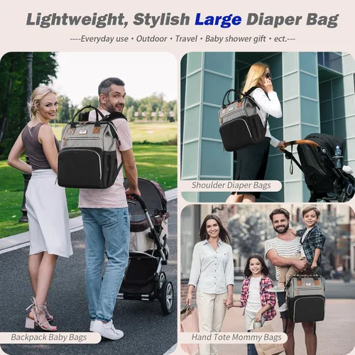Miniatura 2 de Mochila para pañales: bolsa de bebé grande para niños y niñas, mochila para pañales para hombres, bolsa de hombro para mamá, 2 bolsas de pañales