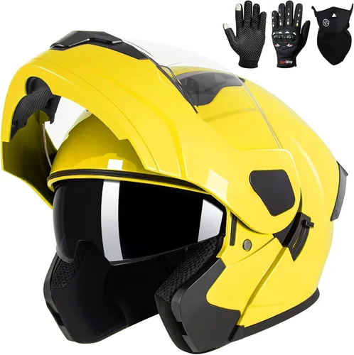Miniatura 25 de Casco modular para motocicleta de adultos, con doble visera abatible, cara completa, aprobado por DOT para hombres, mujeres, moto, ATV, UTV, moto