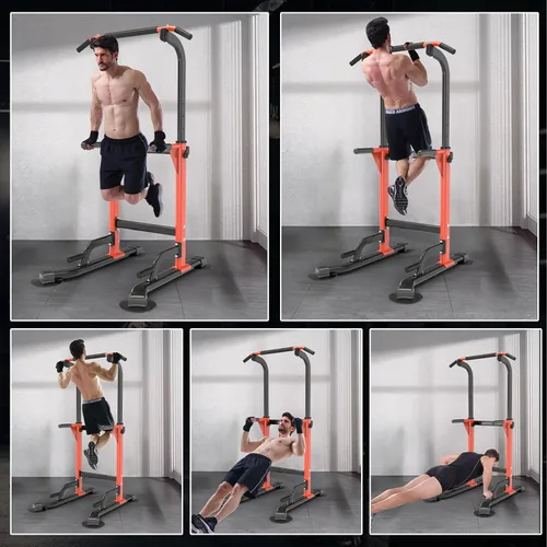 Miniatura 7 de Z ZHICHI Pull Up Dip Station For Home Gym Strength Training Fitness Workout Station Chin-Ups Push-Ups Pull-Ups Dip-Ups 330LBS T055CDC Naranja