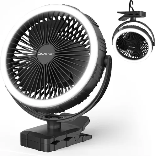 Miniatura 8 de Ventilador con clip de 10000 mAh, 42 h de duración, ventilador de mesa silencioso y oscilante automático, recargable con 4 velocidades potentes