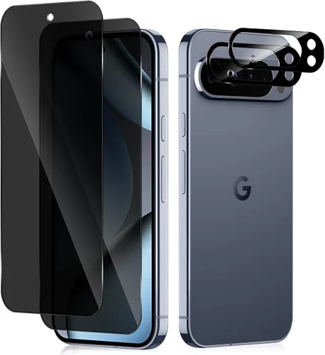 Miniatura 11 de Protector de pantalla de privacidad para Google Pixel 9A 5G, película protectora de vidrio templado de dureza 9H [paquete de 2+2] protector de lente