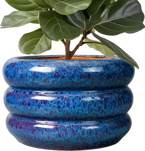 Miniatura 24 de Maceta de cerámica SQOWL para plantas de 8 pulgadas - Maceta de interior con orificio de drenaje para plantas de exterior, maceta floral moderna