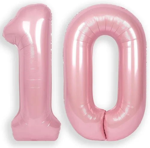 Miniatura 10 de Globo Número 0 de 40 Pulgadas para Niño o Niña Rosa Grande 0-9 Papel de Aluminio Mylar Grande Globo Número 0 Feliz Cumpleaños 0 Fiesta Aniversario
