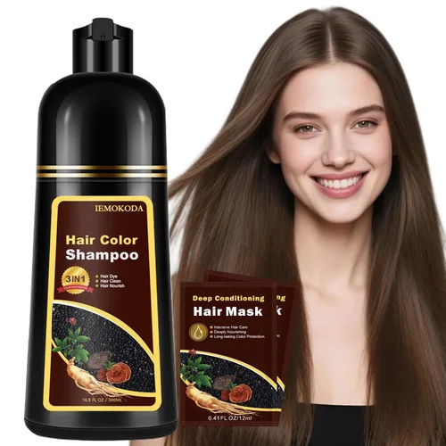 Miniatura 13 de Champú de tinte para el cabello 3 en 1, tinte natural marrón cereza para hombres y mujeres, champú de tinte de larga duración para cabello teñido