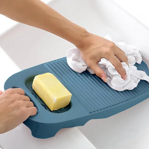 Miniatura 12 de Tabla de lavado, tabla de lavar para lavar a mano la ropa, tabla de limpieza de plástico para el hogar con soporte portátil (A-azul claro)