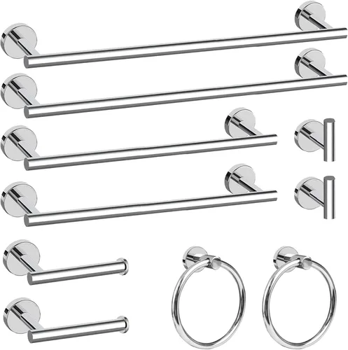 Miniatura 8 de Cilee Juego de accesorios de baño de 10 piezas, color negro mate, paquete de 2 accesorios de baño de 5 piezas, incluye soporte para papel higiénico