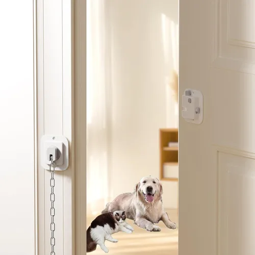 Miniatura 6 de YEYA Pestillo y tope de puerta para gatos - Correa ajustable, paquete de 2 soportes y accesorios de puerta para mantener la puerta abierta