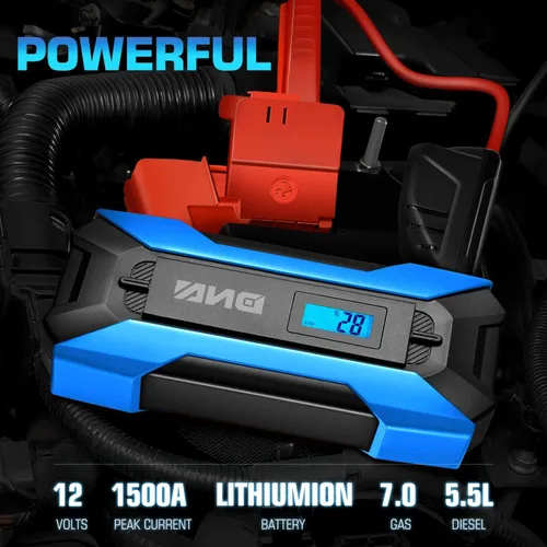 Miniatura 3 de DNA MOTORING 12V 1500A 15000 mAh Arrancador de batería portátil para auto, paquete de cargadores de batería, caja de puente, para hasta 7.0L de gas