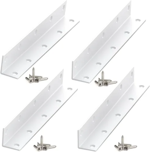 Miniatura 27 de Soportes en L, 4 unidades de soporte de esquina con ángulo, acero inoxidable superior, 4" x 1" M, 2 mm de espesor, para estante de madera, mueble