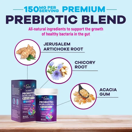 Miniatura 6 de Probióticos para la salud digestiva – Mezcla de probióticos de 100 mil millones de UFC por cápsula – 16 cepas y prebióticos de primera calidad