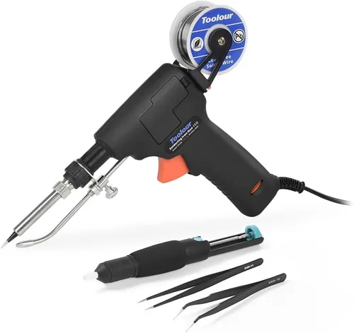 Miniatura 9 de Toolour Kit de pistola de soldadura 5 en 1, kit de soldador de 60 W, alimentación automática industrial, pistola de soldadura manual con alambre