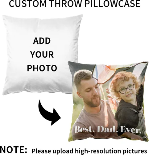 Miniatura 4 de Easycosy Funda de almohada de terciopelo personalizada, 12 x 12 pulgadas, foto y texto personalizados, dos lados, regalo del día del padre