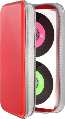 Miniatura 17 de UENTIP Funda para CD, capacidad para 96 CD, de plástico duro, cartera protectora para CD/DVD, para coche, hogar, viajes (96, negro) CD DVD