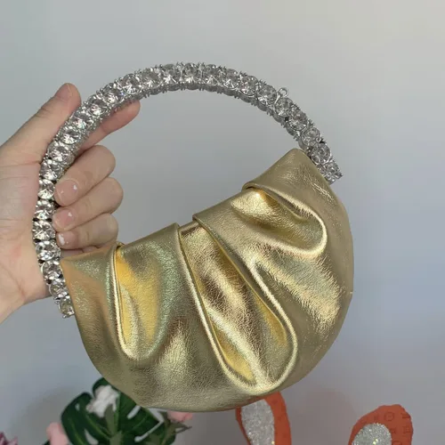 Miniatura 5 de Mini Glitter Diamond Handle Handbag Circular Evening Crossbody bag Sparkly Bride Wedding Party Prom Purses For Women