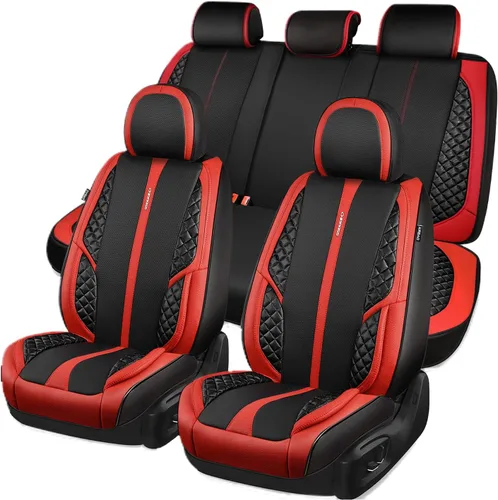 Miniatura 10 de CAR PASS Fundas de Asiento de Cuero de Gamuza Juego Completo Protector Suave Duradero Acolchado Cálido en Invierno Transpirable en Verano, Funda Gris