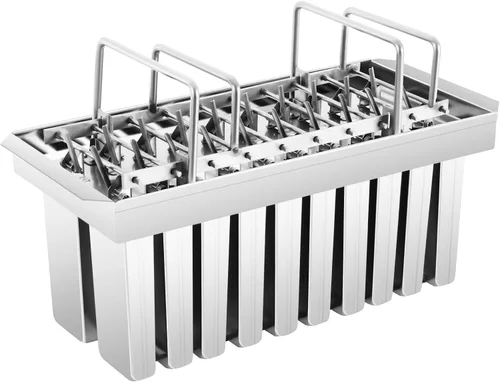 Moldes de paletas de acero inoxidable, 20 moldes caseros para paletas de hielo con soporte, moldes para hacer helados, máquina de helado 20 piezas