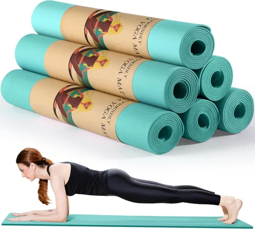 Timgle Paquete de 6 alfombrillas de yoga antideslizantes a granel para ejercicio, esterilla de yoga gruesa, antideslizante, resistente a desgarros,