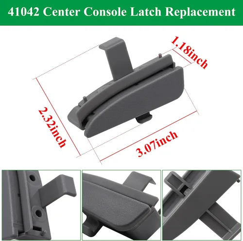 Miniatura 4 de 41042 Pestillo de bloqueo de tapa de consola central delantera compatible con Toyota Tacoma 2005-2012, repuesto para 58910AD030B0- Gris