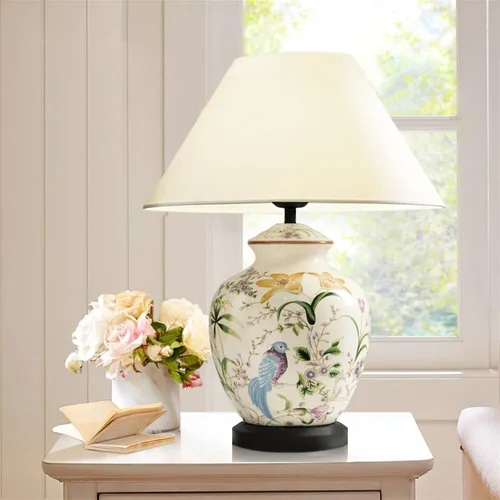 Miniatura 5 de BGGJJ Lamp for Desk Indoor Retro Flower and Bird Pattern Ceramic Table Lamp Interior Decorative Lamp Practical Bedroom Bedside Lamp Desk Lamps for