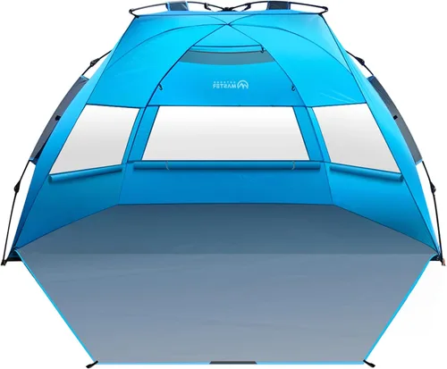 OutdoorMaster Tienda de campaña de playa para 3-4 personas, fácil instalación y portátil, toldo de refugio solar con protección UV UPF 50+, tragaluz