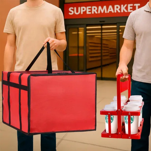 Miniatura 8 de Bodaon Bolsa aislada, bolsas de pizza para entrega y transportador de bebidas portátil de plástico, 20 x 20 x 14 pulgadas, calentador Doordash, caja
