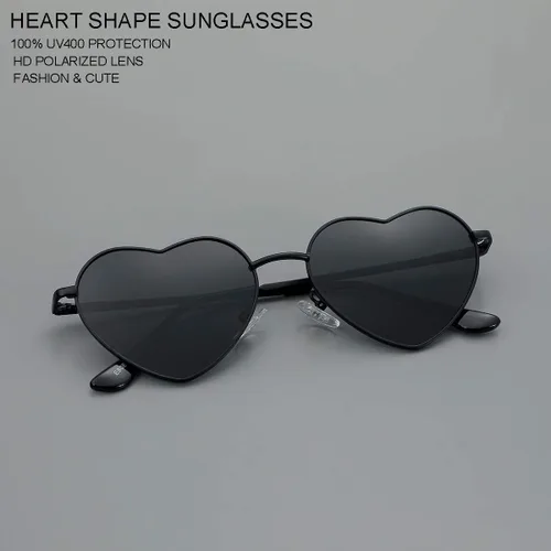 Miniatura 4 de Gafas de sol polarizadas en forma de corazón para mujer, marco de metal, bonitas y encantadoras, 100% protección UV