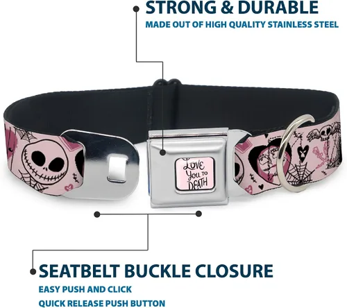 Miniatura 4 de Collar para mascotas de Disney, collar de perro, hebilla de cinturón de seguridad de metal, The Nightmare Before Christmas Jack and Sally Doodles