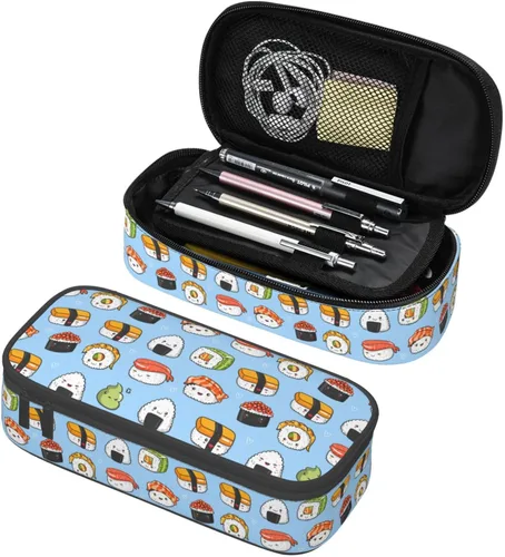Miniatura 14 de Estuche para lápices con lunares rosados de fresa de gran capacidad, bolsa de papelería con cremallera, soporte portátil para bolígrafos