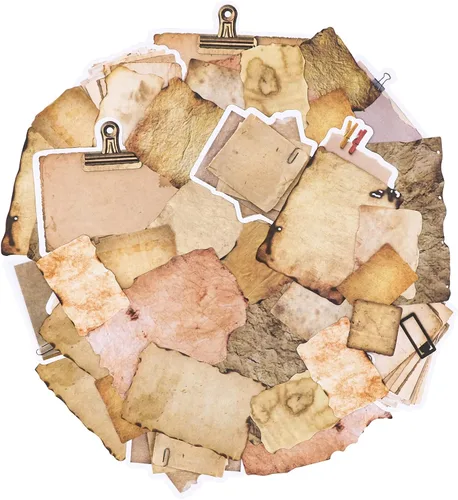 Knaid Calcomanías para álbumes de recortes de aspecto antiguo (90 piezas) diseño de papel envejecido vintage, calcomanía decorativa para