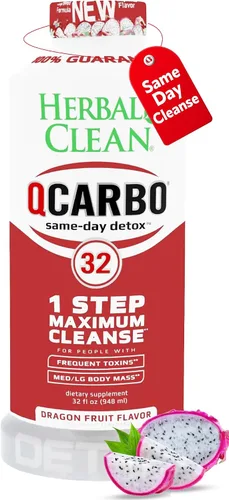 Herbal Clean Qcarbo32 Bebida de limpieza desintoxicante el mismo día (32 onzas líquidas) – Limpieza de cuerpo completo con sabor a dragón* Bebida
