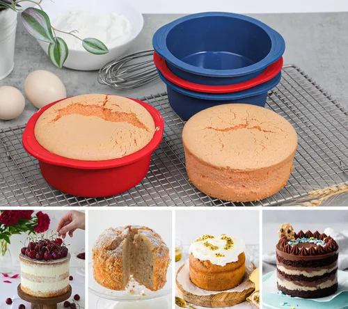 Miniatura 6 de Webake Molde para pasteles de 5 pulgadas para hornear moldes redondos antiadherentes, LFGB Platinum Silicon Air Freidora de aire Juego de 4