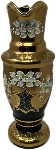 Miniatura 3 de Cristal bohemio SLAVIA Glassworks Hecho a mano de alto esmaltado pintado agua/cerveza Set color negro 7 unids