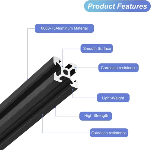 Miniatura 3 de MECCANIXITY 10 piezas de extrusión de aluminio con ranura en V 2020, estándar europeo, 11.811 in, 11 pulgadas de longitud, riel anodizado negro