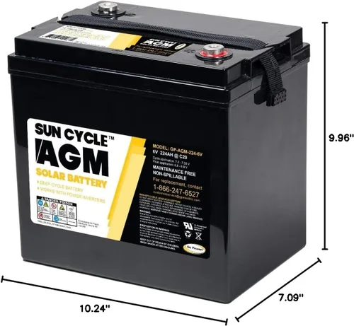 Miniatura 2 de GP-AGM-100 SunCycle Batería de repuesto recargable de ciclo profundo AGM de 100 amperios para energía solar fotovoltaica e inversores